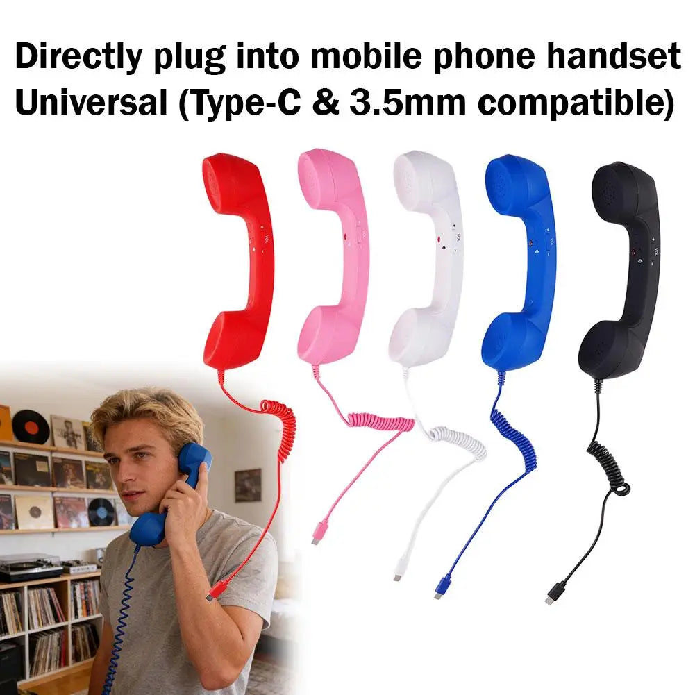 Retro Telephone Handset Type-C & 3.5mm Plug & Play Smartphone