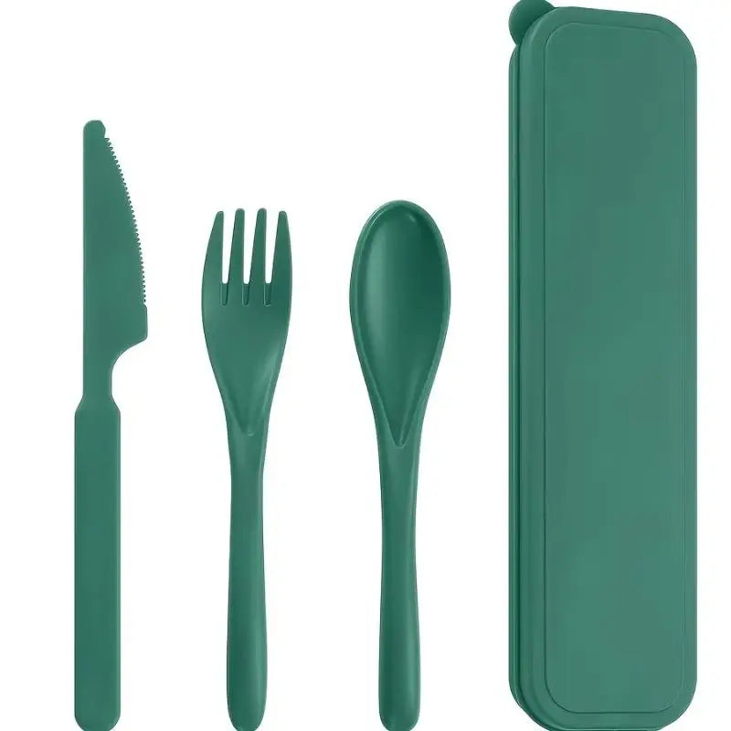 Wheat Straw Reusable Cutlery Set – Knife Fork Spoon & Case