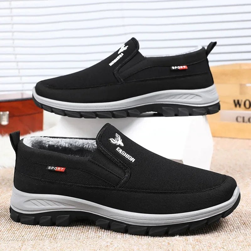 LEDP Men's Slip-On Canvas Loafers – Warm Plush Lining Sneakers