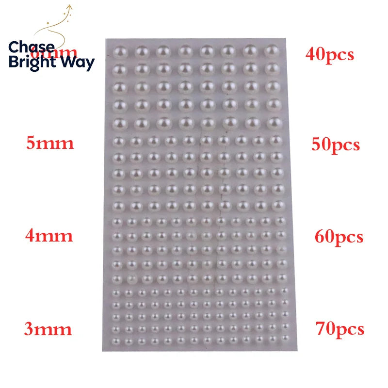 Self-Adhesive Pearl Stickers 220pcs – Face, Hair, Nails & Crafts