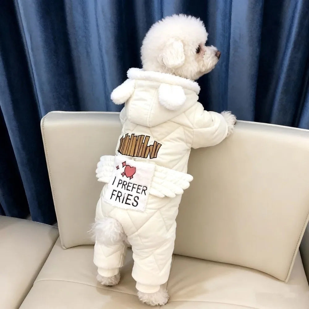 Angel Wings Dog Onesie Pajamas – Cozy Fleece for Small Breeds