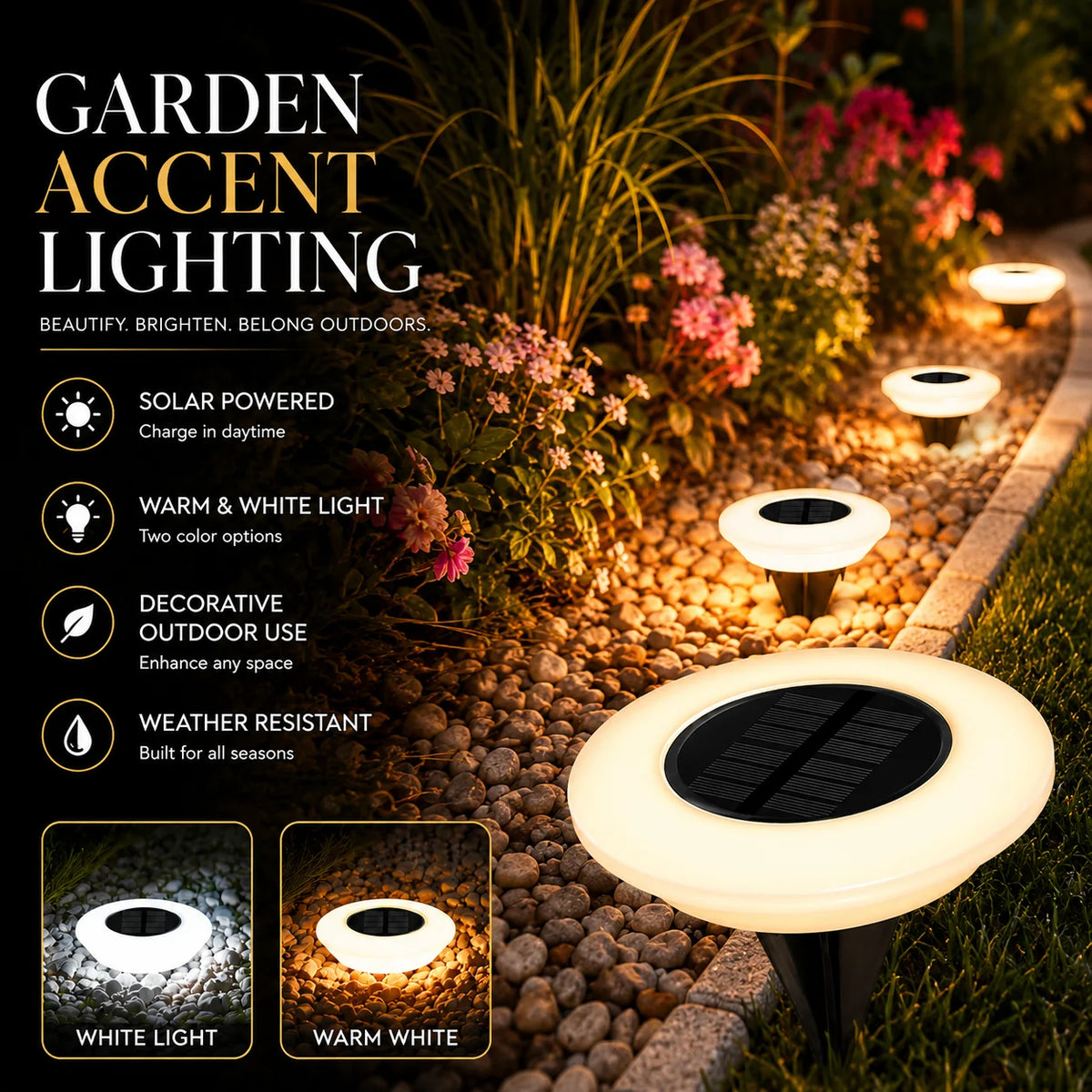 Solar Ground Lights 14 LED Waterproof Outdoor Lawn Lamp 1/2 Pack