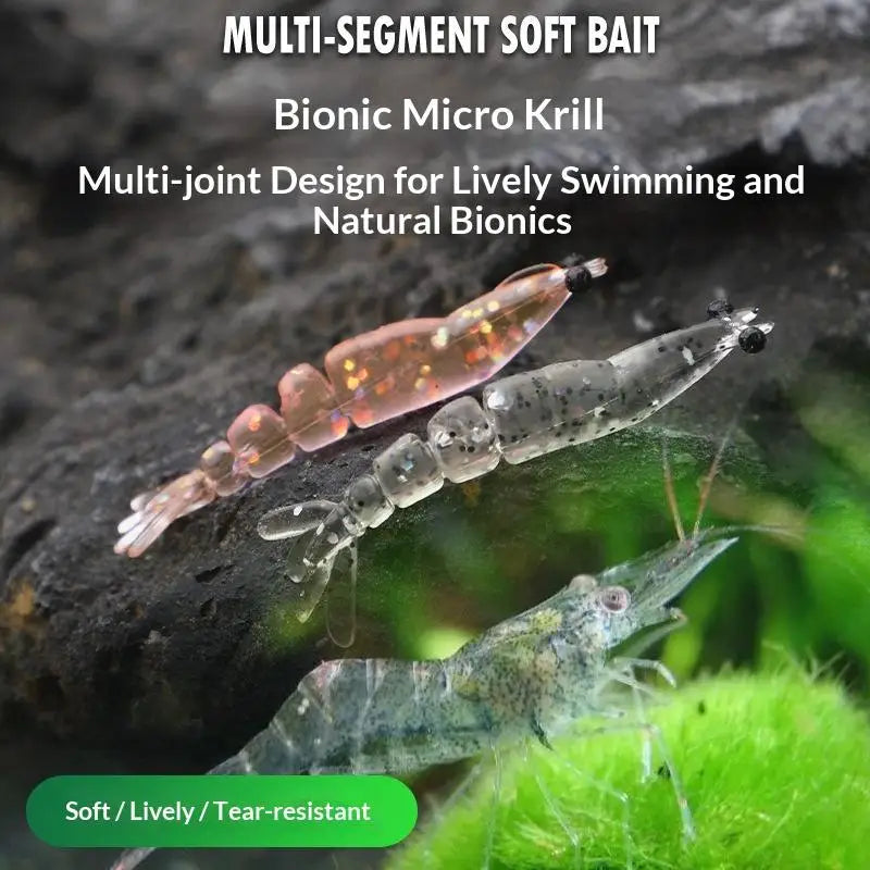 20-Pack Mini Soft Worm Shrimp Fishing Lures – 40mm Silicone Bait