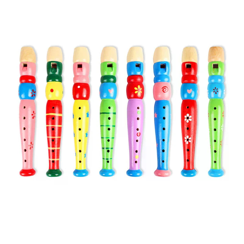 Kids Wooden Flute – Colorful Educational Woodwind Toy