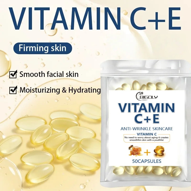 Vitamin C & E Facial Essence Oil Capsules – 50 Pack Hydrating