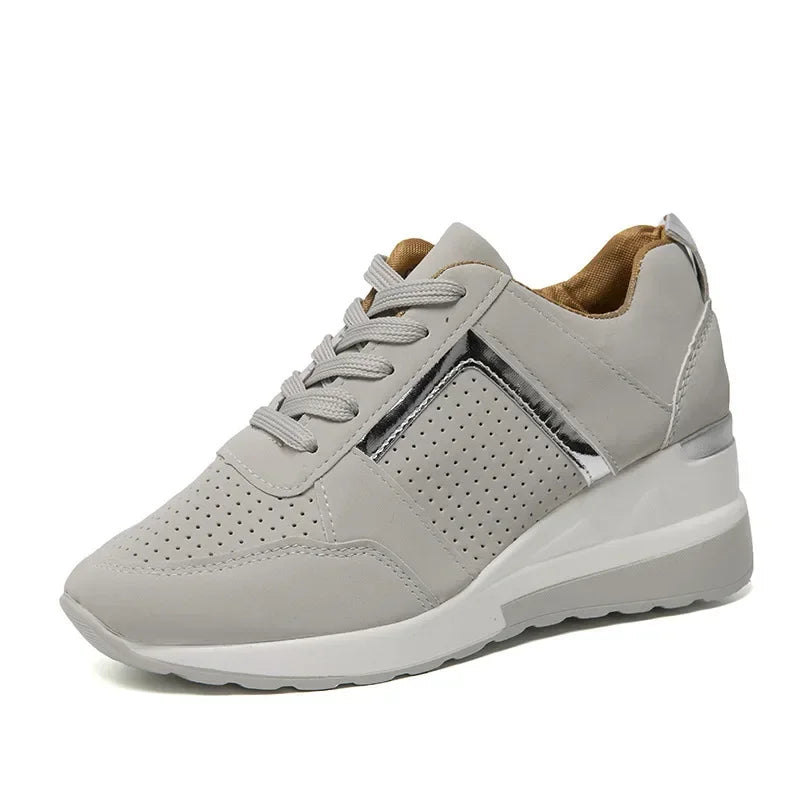 Women's Wedge Platform Sneakers – Lace-Up Breathable Sport Shoes