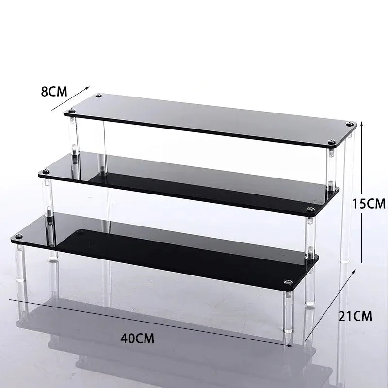 Black Acrylic Display Stand Riser 1–5 Tier Organizer Rack