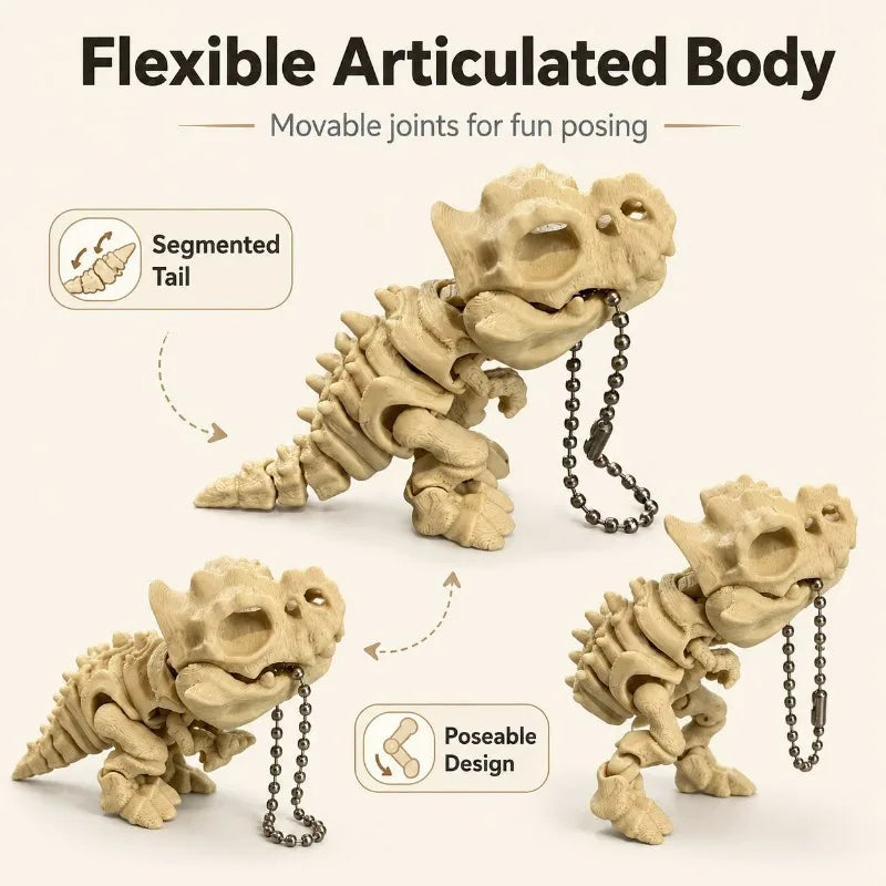 Flexible Dinosaur Skeleton Toy – Movable T-Rex Keychain Figure