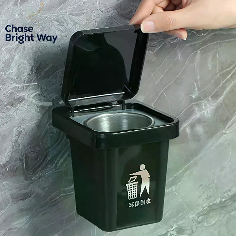 Wall-Mount Stainless Steel Ashtray with Lid – Anti-Fly Ash