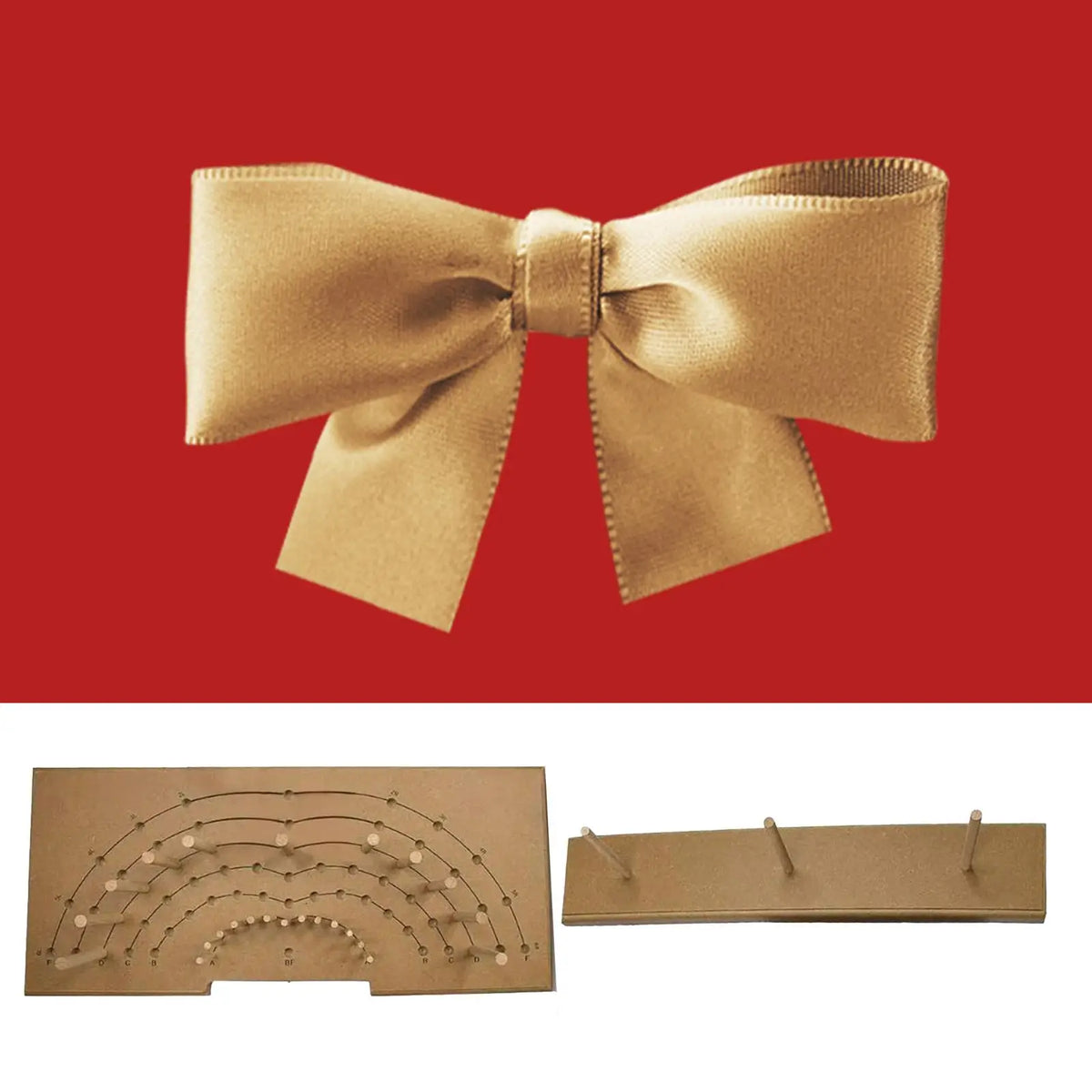 Wooden Bow Maker Tool – DIY Ribbon Bows with Holder & 24 Sticks