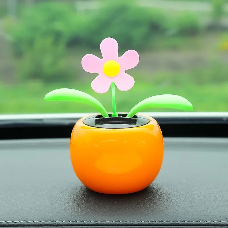 Solar Swinging Sunflower Car Decoration – Cute Bee Dashboard Ornament