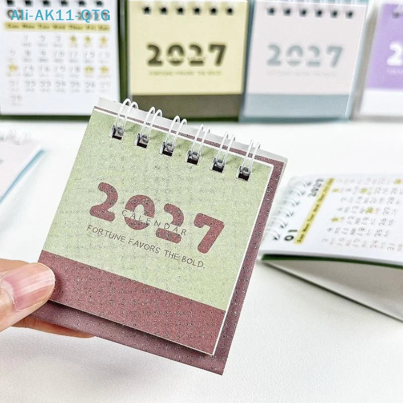Minimalist 2027 Mini Desk Calendar – Color-Block Desktop Décor