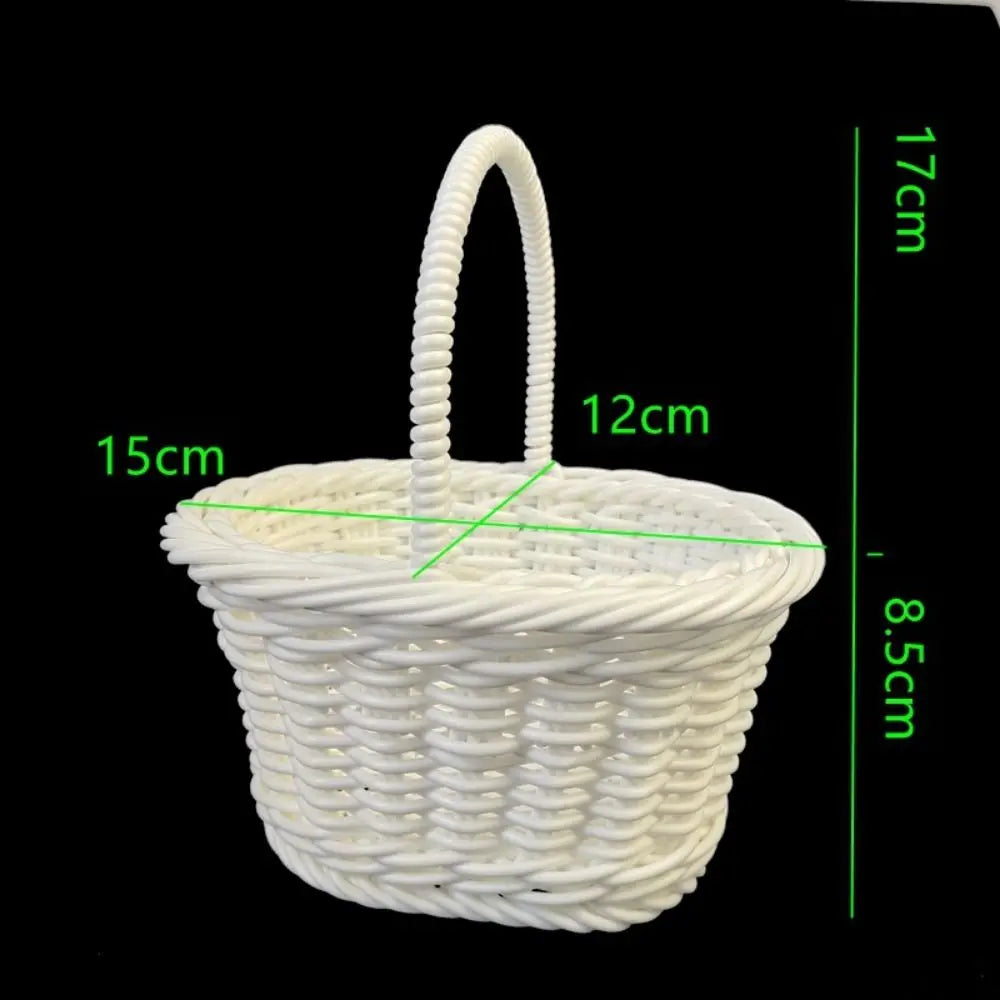 Handwoven Imitation Rattan Flower Basket with Handle – 2 Colors