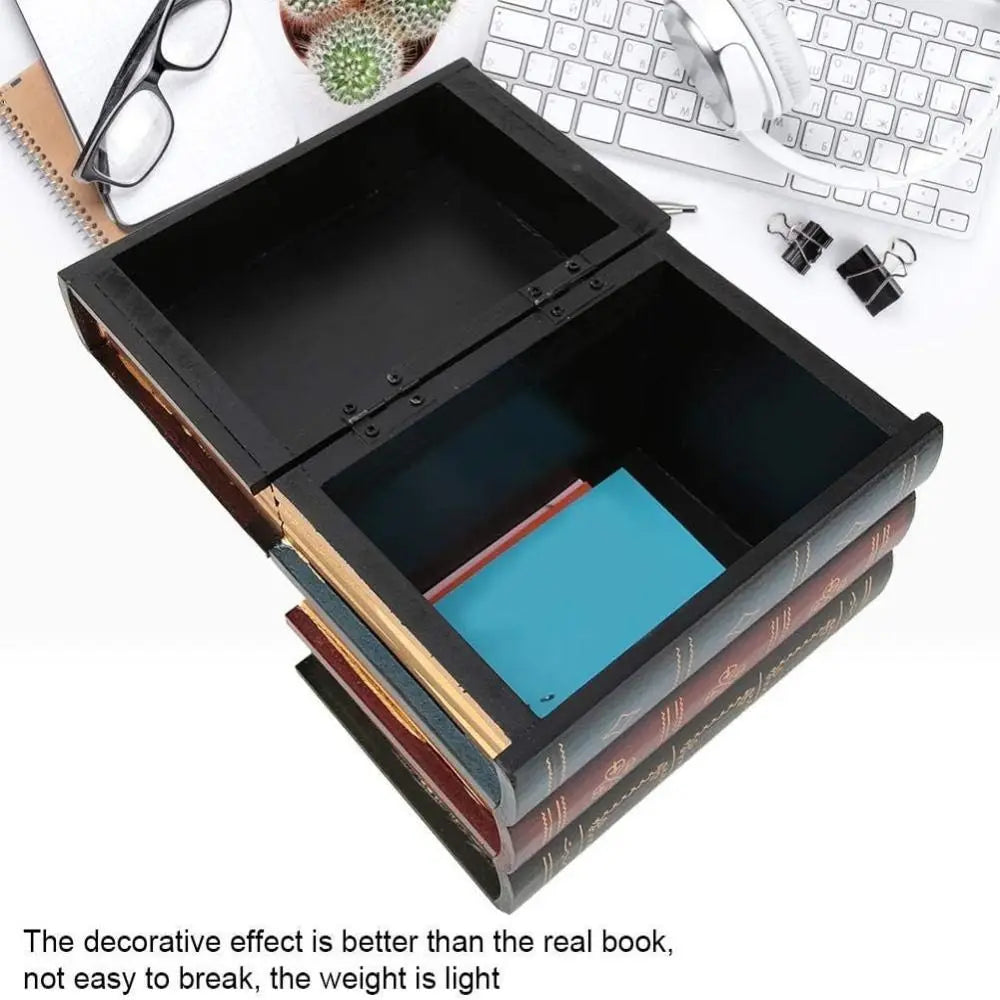Wood Book-Shaped Hidden Storage Box – Secret Safe for Keys & More