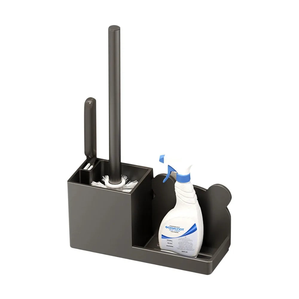 Wall-Mounted Toilet Brush Holder with Storage Rack – No Drill