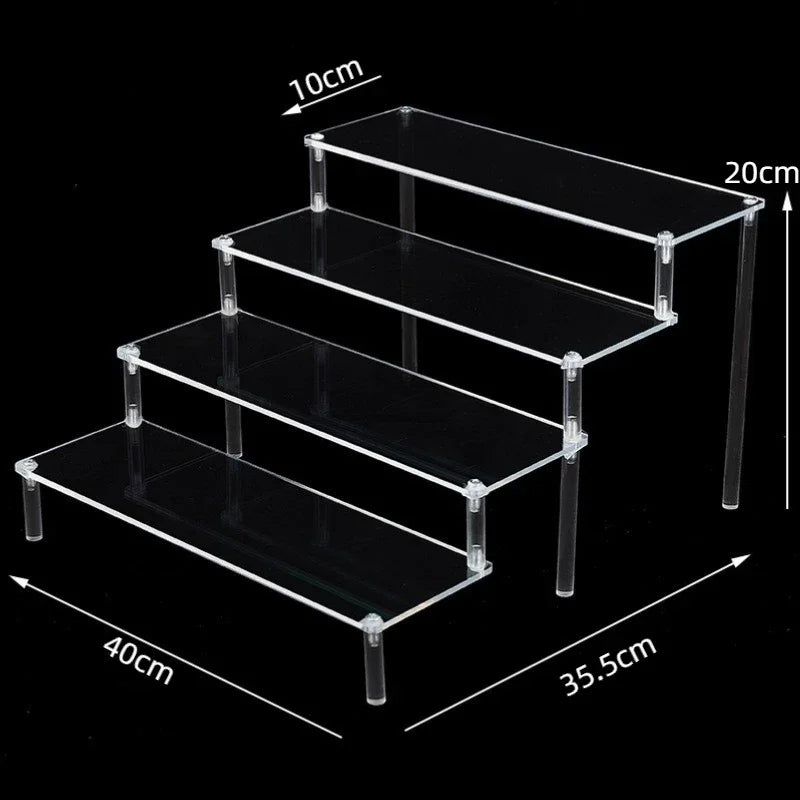 Black Acrylic Display Stand Riser 1–5 Tier Organizer Rack