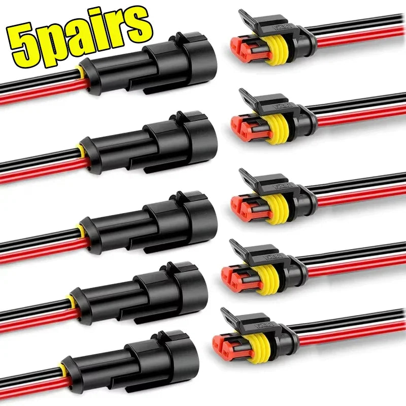 Waterproof 2-Pin Electrical Connector Plug – Auto & Marine