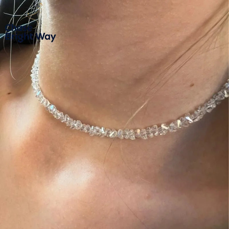 Crystal Beaded Choker Necklace – Faceted Glass Women's Jewelry