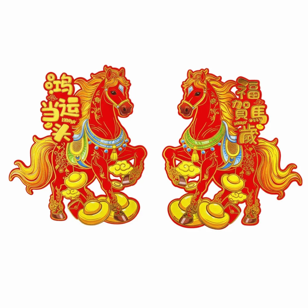 3D Flocking Horse Lunar New Year 2026 Spring Festival Stickers
