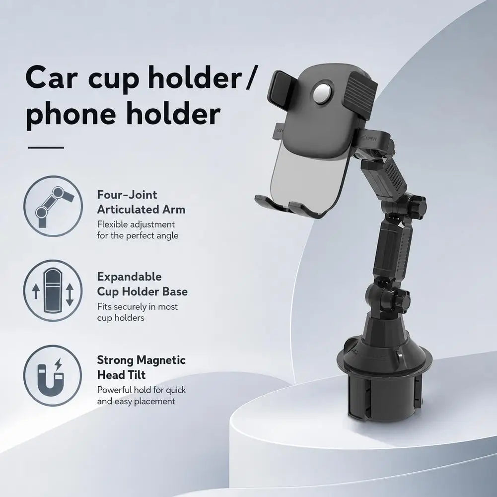 Magnetic Car Phone Mount Cup Holder – 360° Adjustable