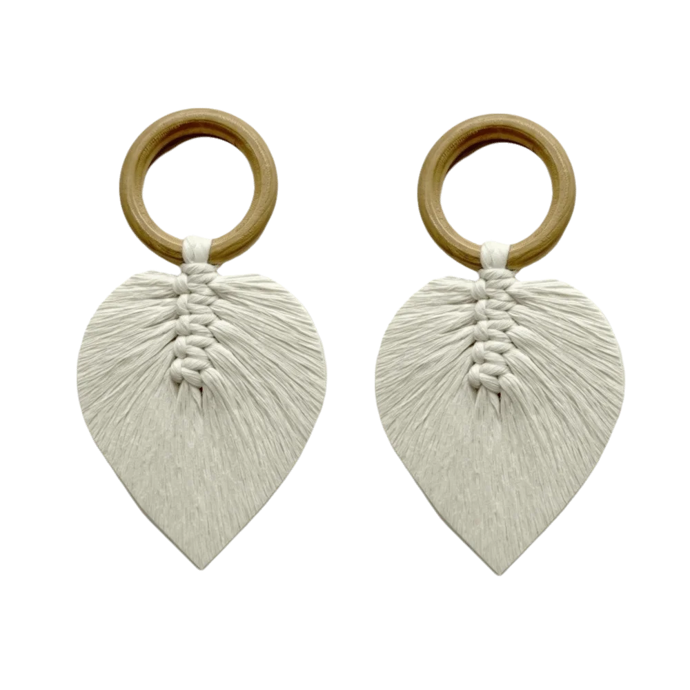 Macrame Leaf Napkin Rings – Boho Woven Holders, Set of 2