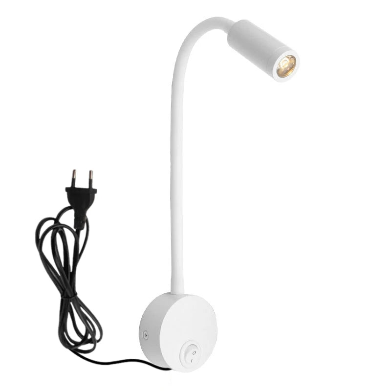 3W Gooseneck LED Wall Lamp – Plug-In Flexible Reading Sconce