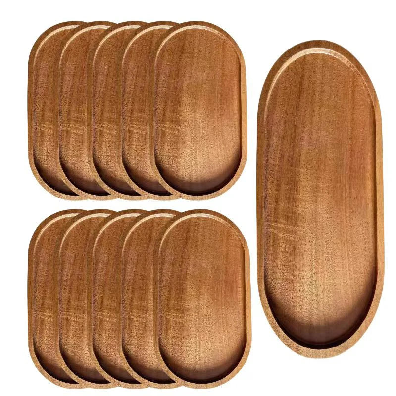 Japanese-Style Solid Wood Round Snack & Dessert Serving Plate