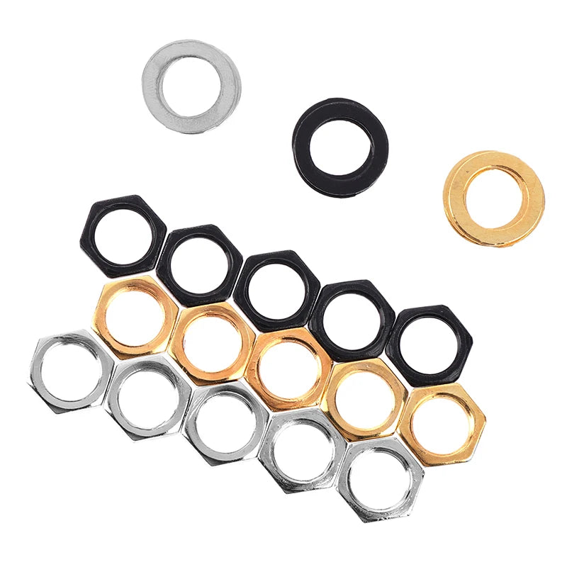 5-Pack Guitar Jack Socket Nuts & Washers – Metal Parts