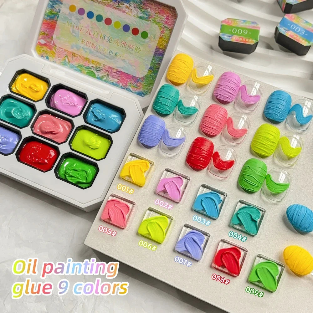 9-Color Fluorescent Oil Painting Nail Gel – High-Saturation Art Set