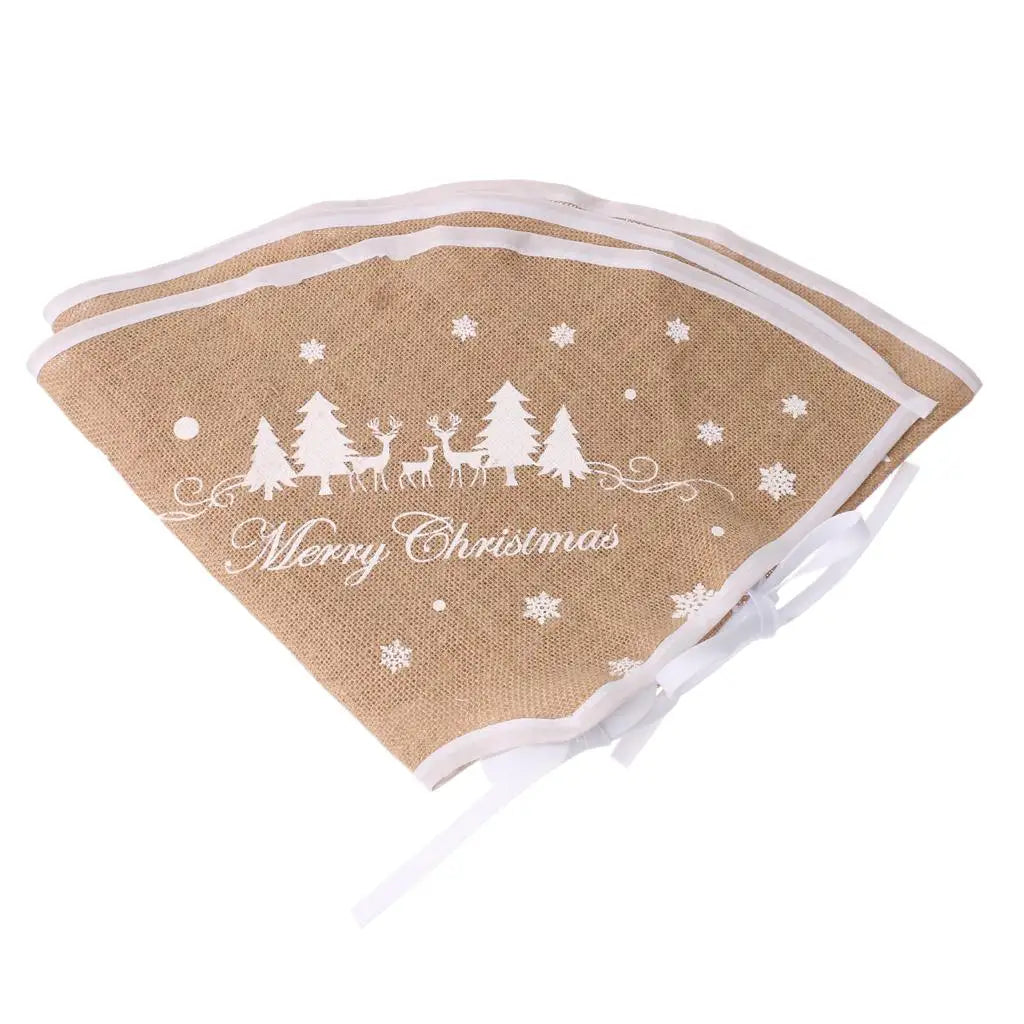 Vintage Linen Christmas Tree Skirt – Burlap Xmas Stand Cover