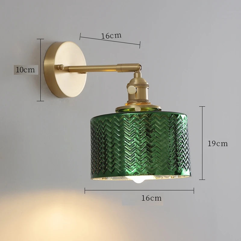 Vintage Glass Wall Lamp E27 LED Sconce – Bedroom & Bathroom