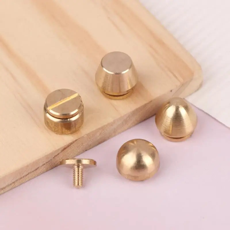 Solid Brass Rivets & Screws – 5-Set DIY Leather Bag Feet