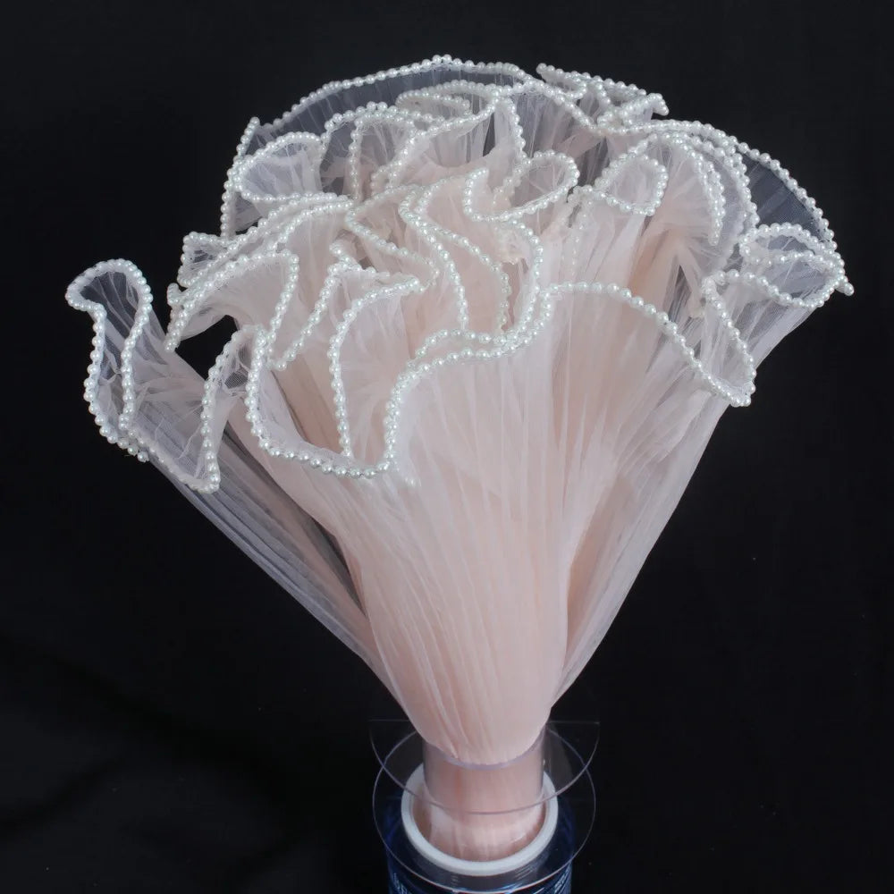 Pearl Lace Wave Mesh Flower Wrapping Roll – 28cm x 4 Yards