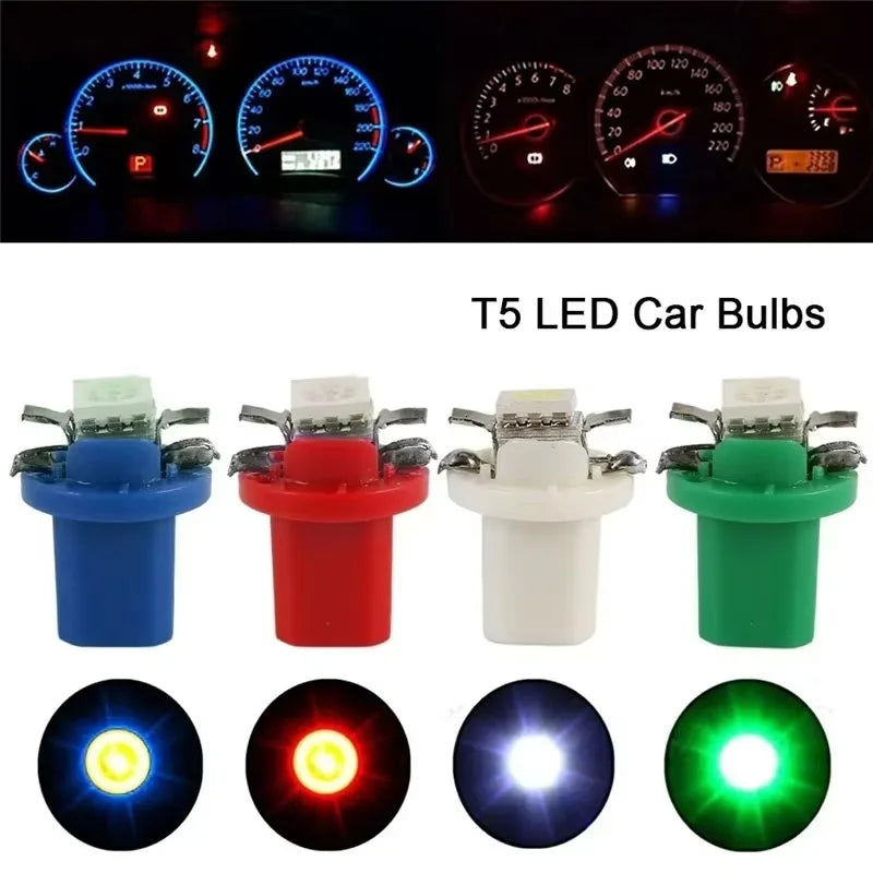 T5 B8.5D 12V LED Dashboard Bulbs – 10-Pack Car Interior