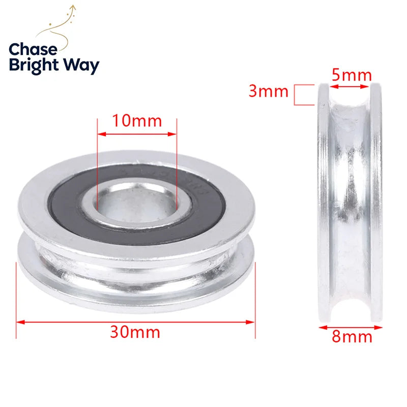 U-Groove Bearing Pulley 10×30×8mm Stainless Steel Guide Wheel