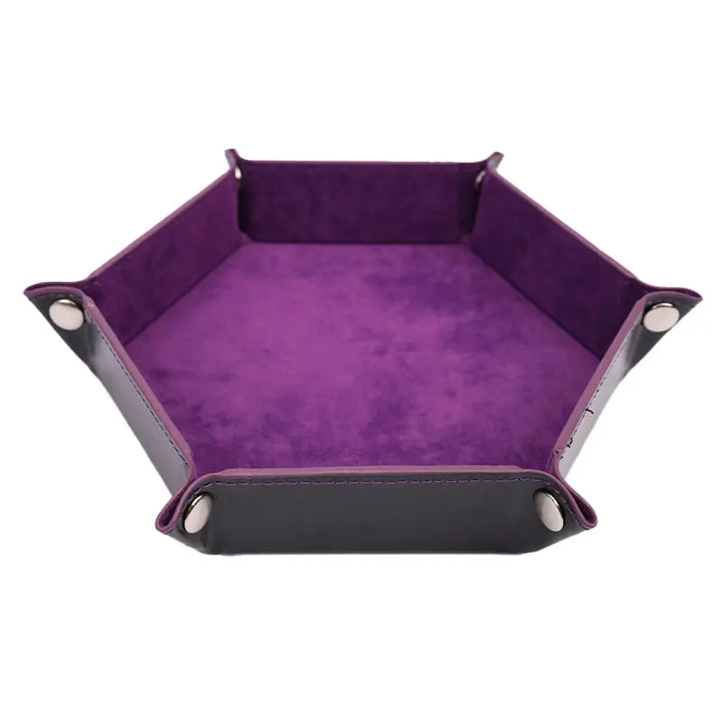 Foldable PU Leather Dice Tray – Hexagon Folding Game Tray