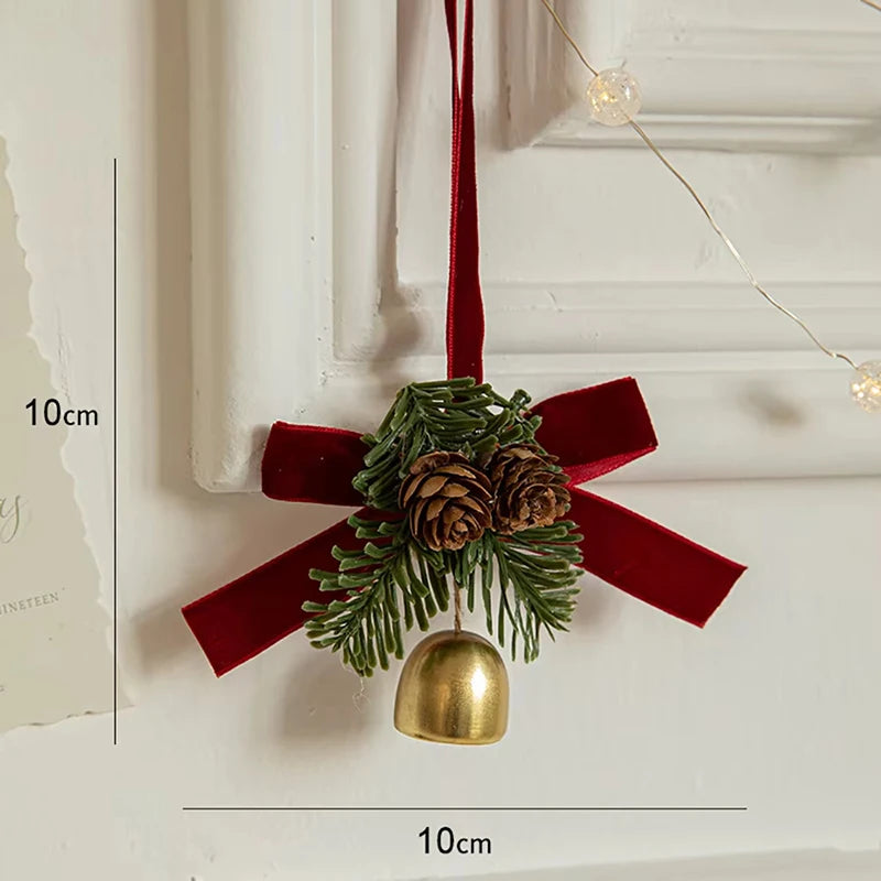Christmas Pinecone Bell Bow Ornament – Tree, Door & Car Decor