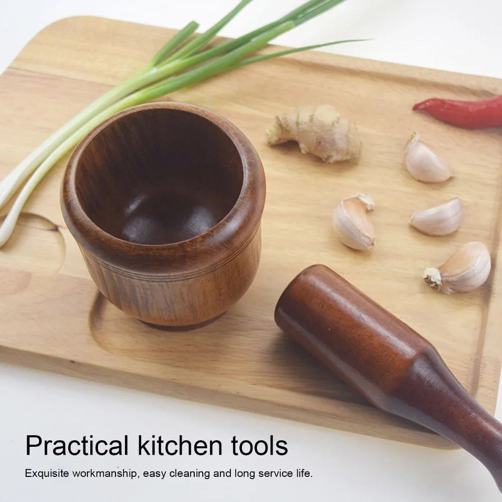 Wooden Mortar and Pestle Set – Jujube Wood Spice Grinder