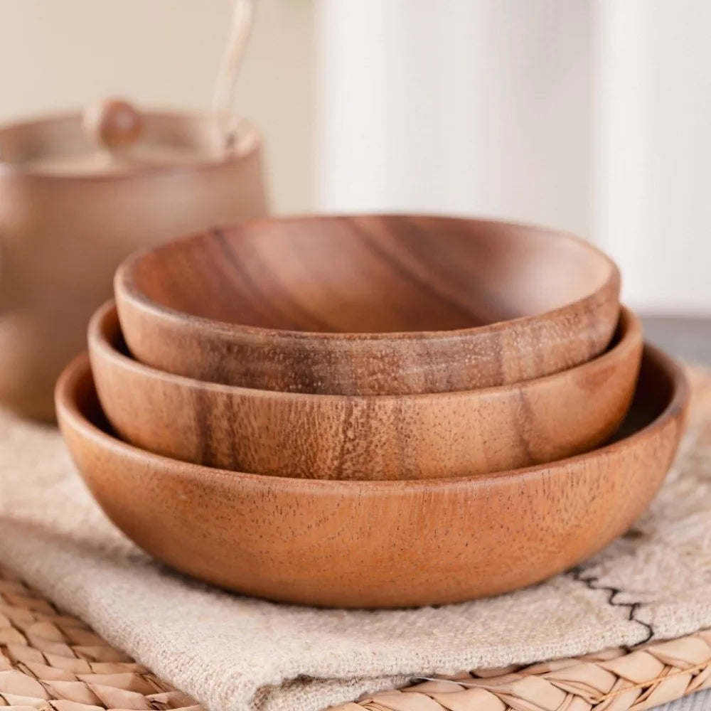 Japanese Handmade Wooden Bowl – Soup, Salad & Rice Tableware