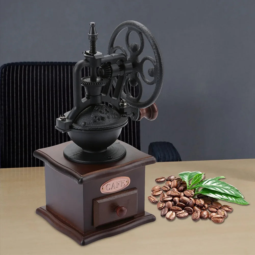 Wooden Manual Coffee Grinder – Ceramic Burr Hand Crank Mill
