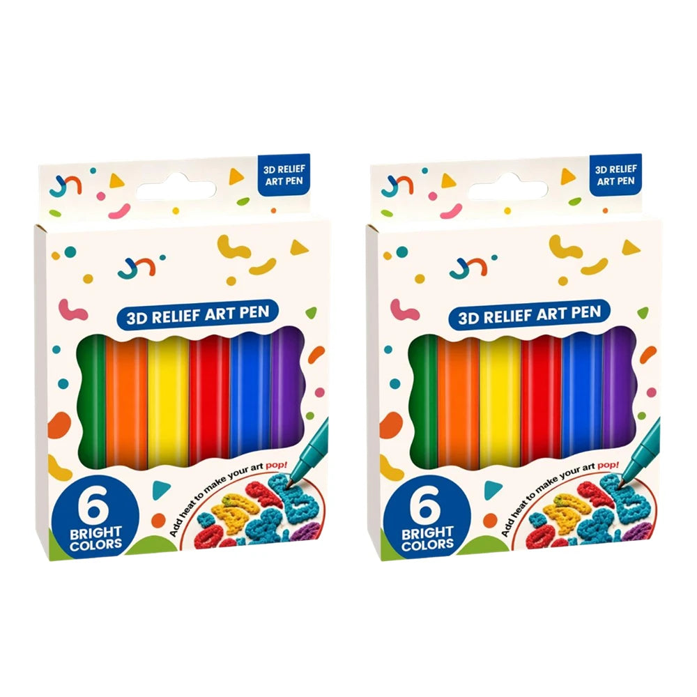 3D Puffy Paint Pens – 6-Pack Bubble Expanding Art Pens for Kids
