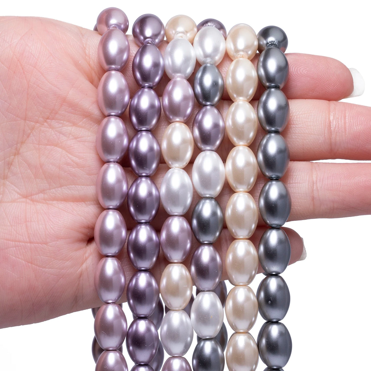 Rice Shape Glass Imitation Pearl Beads – 4 Sizes Multicolor DIY