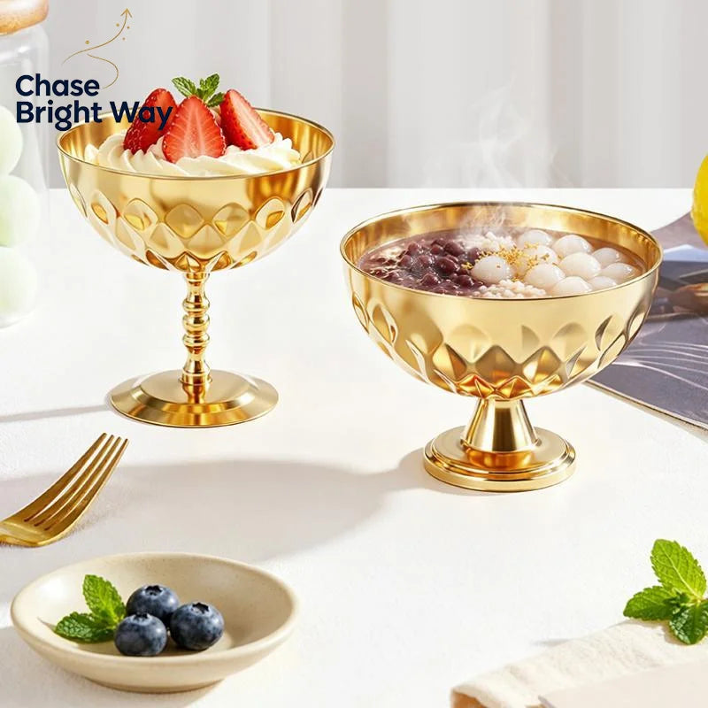 Stainless Steel Goblet Snack Bowl – Ice Cream, Salad & Fruit