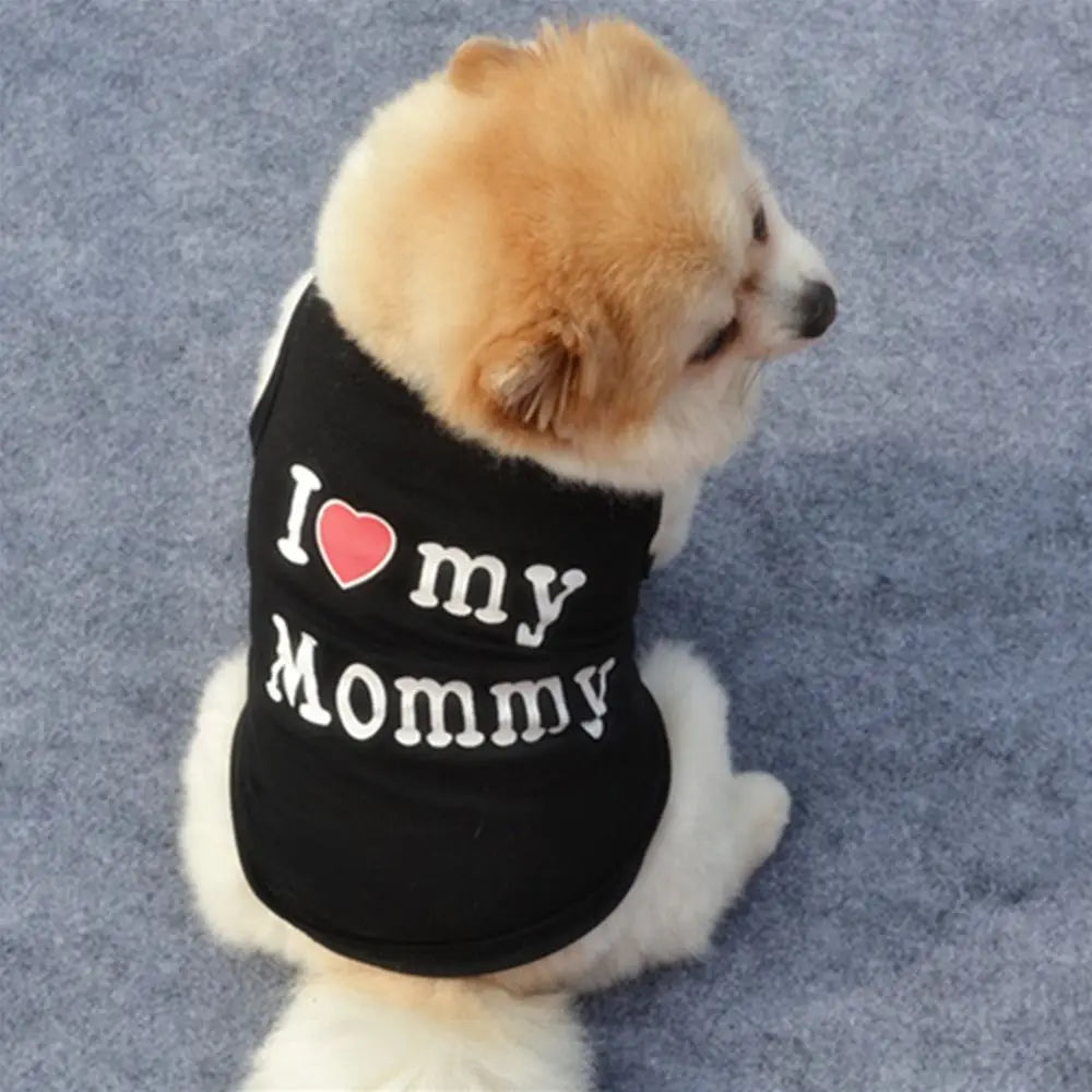 I Love My Mommy/Daddy Dog Vest – Soft Sleeveless Pet T-Shirt