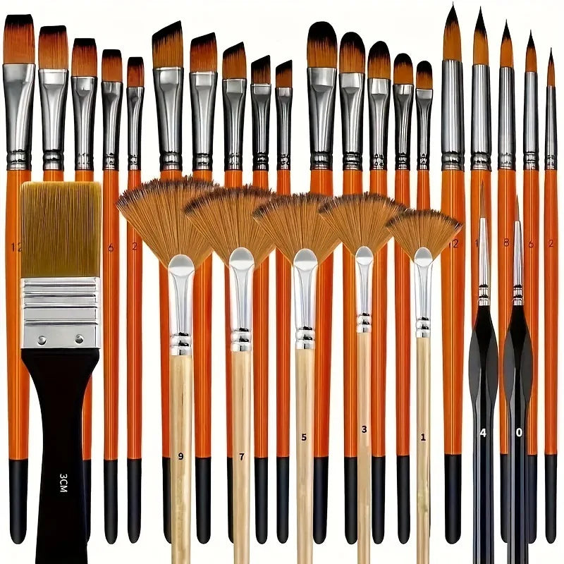 32-Piece Artist Paint Brush Set – Premium Nylon Bristles