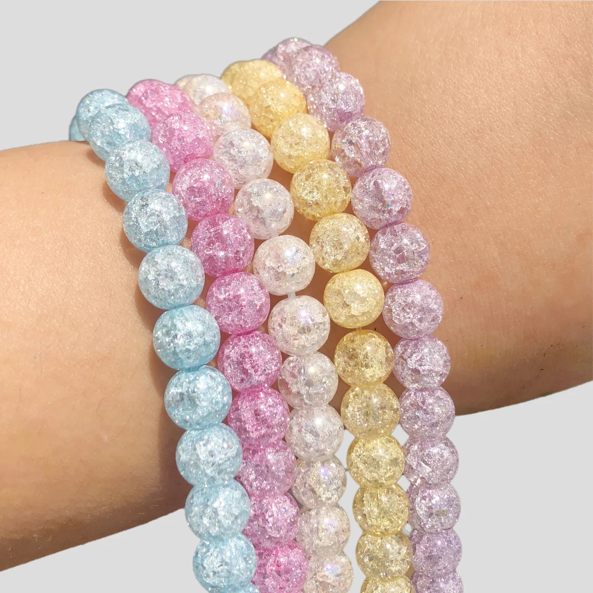 Snow Cracked Crystal Beads 6/8/10mm – Multicolor Quartz Strands