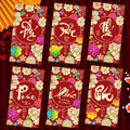 6-Pack 2027 Year of Goat Vietnamese Lucky Red Envelopes Lì Xì