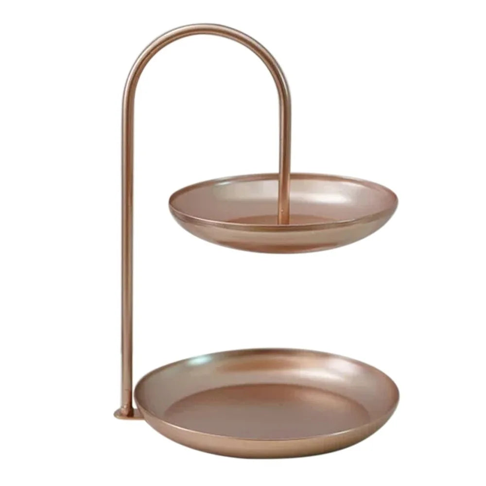 Dual Tier Iron Serving Tray – Fruit & Snack Display Stand