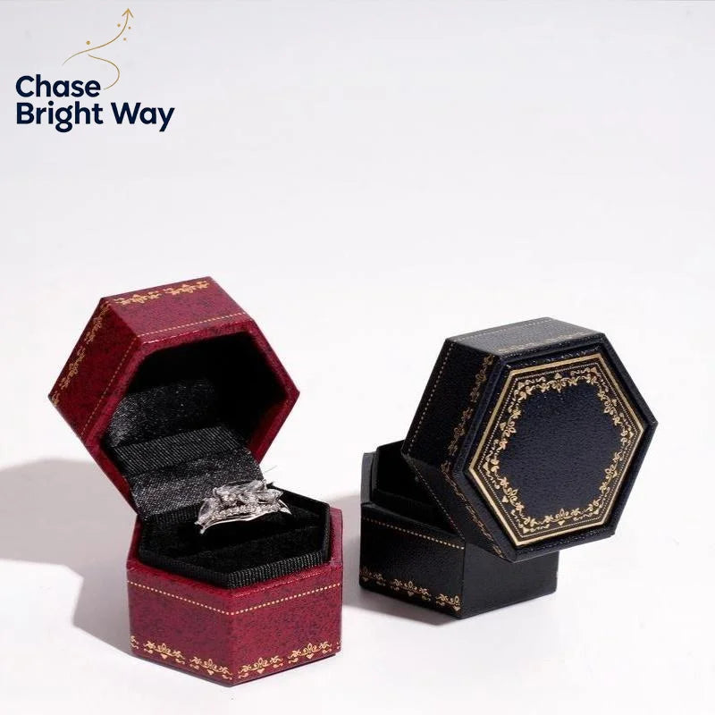 Vintage Hexagonal Mini Ring Box – Printed Jewelry Gift Box
