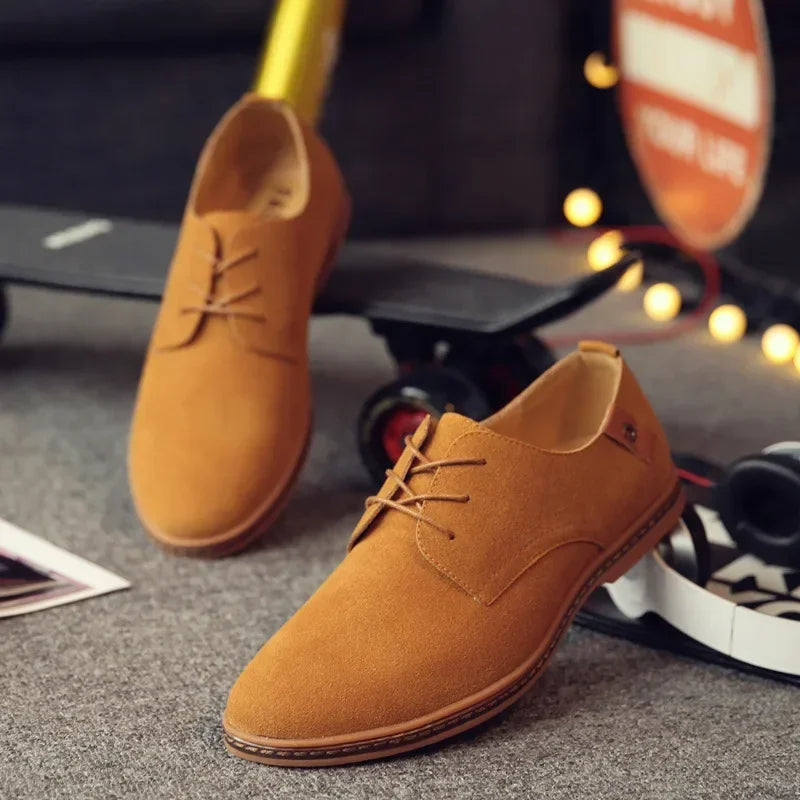 LEDP Men's Faux Suede Oxford Dress Shoes – Lace-Up Flats